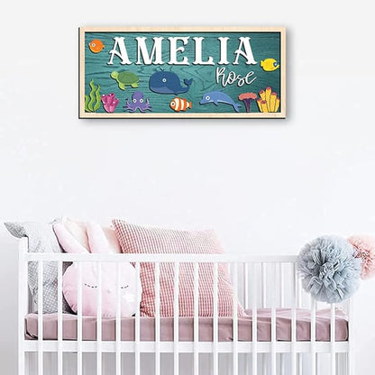 Custom Baby Name Sign, Ocean Nursery Wall Decor, Personalized Wooden Name Plaque for Sea, Themed Room, Unique Gift for Baby Boys or Girls