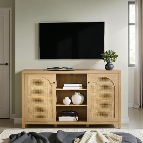 Sasha 2 Door Sideboard Buffet with Arched Rattan Panels