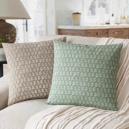 Decorative Floral Print Throw Pillow Covers 22×22 Inch (2 Count)