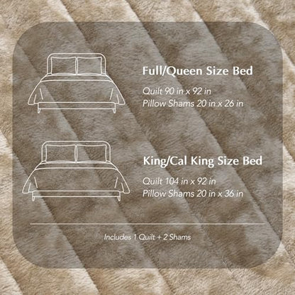 Stripe Channel Luxury Velvet Quilt Set Queen Size