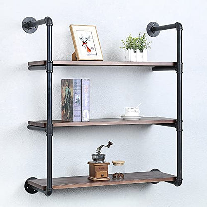 Industrial Pipe Shelves With Wood Planks
