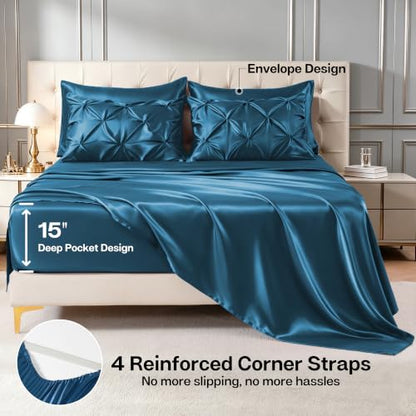 Satin Twin XL Comforter Set Teal