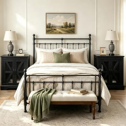 Farmhouse End Table Set of 2 with Charging Station