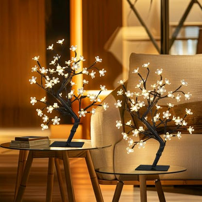 Set of 2 Lighted Cherry Blossom Tree