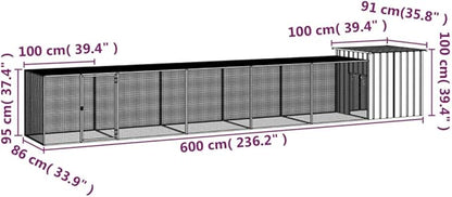 Large Galvanized Steel Chicken Cage, Expandable Outdoor Pet Run, Weather-Resistant Chicken Coop Enclosure for Backyard, 236.2 Inch Length