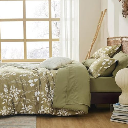 Floral Olive Green Comforter Set