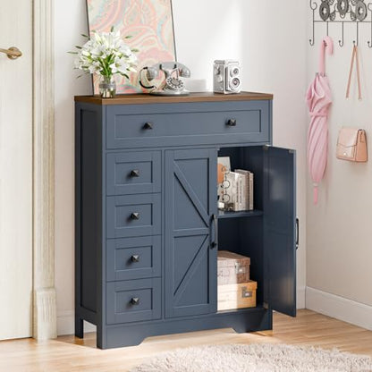 Farmhouse Storage Cabinet with 2 Doors and 5 Drawers