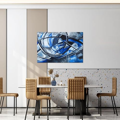 Abstract Wall Art Decor Modern Wall Art Pictures for Living Room Canvas Art Wall Decor Abstract Blue Wall Art Prints Artwork for Walls Black and White Wall Art Decorations Home Office Decor 24" X 36"