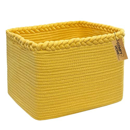 Cotton Rope Woven Basket with Handles for Shelves