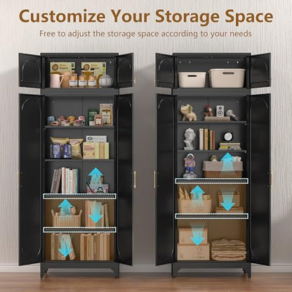 90" Tall Metal Kitchen Pantry Storage Cabinet with Doors and Shelves