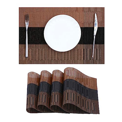 Brown with Black Striped Placemats Set of 4 (4 Count)