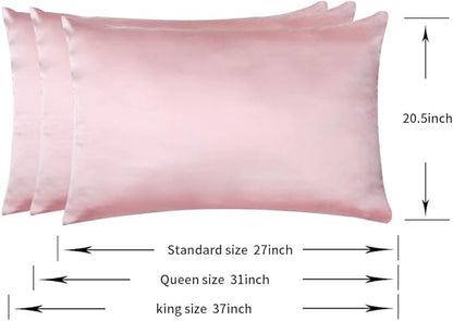 100% Mulberry Silk Pillowcases Set of 2 for Hair and Skin and Super Soft and Breathable Queen Size Nature Silk Pillowcases (Queen, Pink)