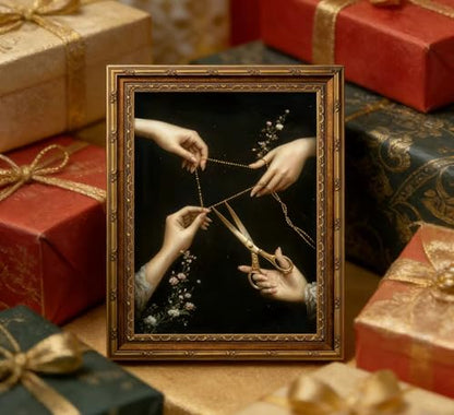 Vintage Gold Framed Thread of Life Wall Art