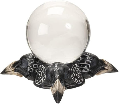 Pacific Giftware Raven Skulls and Crystal Ball Figurine, 5.5-inch Length, Cold Cast Resin, Table Decoration