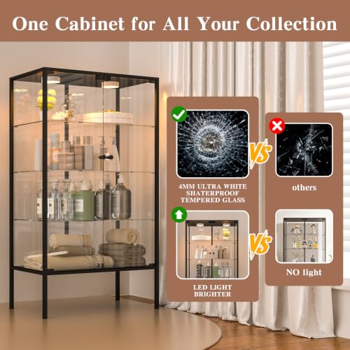 Iron Frame Glass Display Cabinet with LED