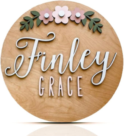 Personalized Wooden Name Sign - Custom Baby Name Signs for Nursery & Kids Room, Baby Announcement Sign, Wall Name Signs Personalized, Round Wooden Letters for Nursery Decor (Round Name)