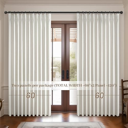 Curtains 60 Inch Length Extra Wide Pinch Pleated Black Out 90 Inch Long for Living Room