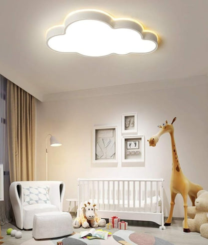 LAKIQ Modern Dimmable Acrylic LED Lights with Remote Creative Cloud Shape Children Room Flush Mount Ceiling Lighting Fixture for Kids Bedroom Kindergarten Living Room(21.5'',Stepless Dimming)