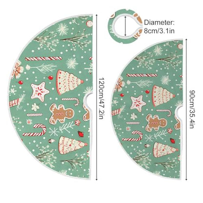 36 Inch Christmas Tree Skirt With Gingerbread Print Pattern