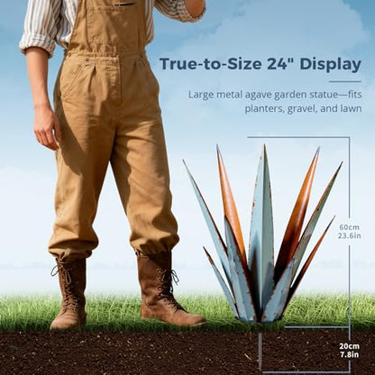 24” Metal Agave Plant Outdoor Decor