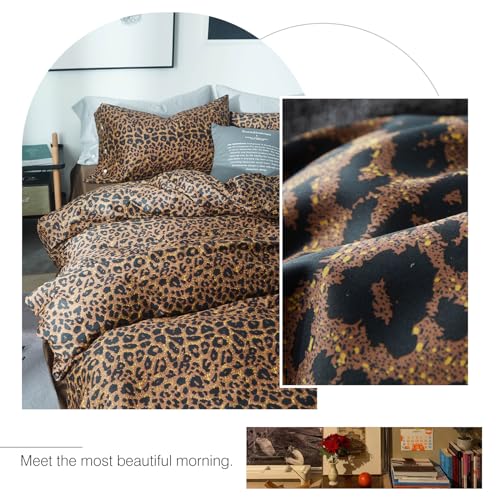 Leopard Print Twin XL Comforter Set 3 Pieces Animal Cheetah Printed Comforter with 2 Pillowcases Fluffy Soft Microfiber Bedding Set Farmhouse Leopard Comforter Set Boho Bed Comforter Twin XL Size