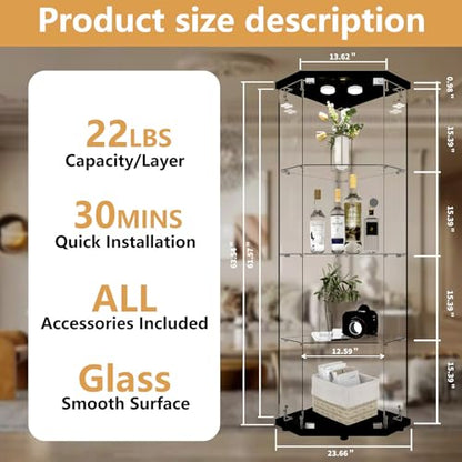 Corner Glass Display Cabinet with LED