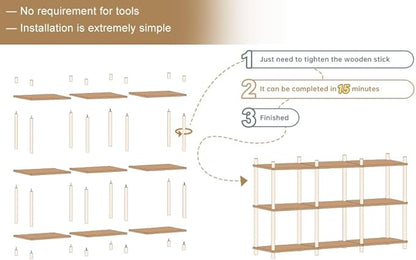 YGYQZ 3 Tier Short Book Shelf, 6 Cube Storage Shelf Organizer Bookshelf with Open Back, Long Horizontal Book Shelves for Office, Living Room, Bedroom, Rustic Brown