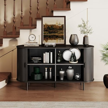 55" Fluted Buffet Sideboard Cabinet with Sliding Door