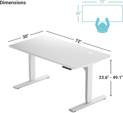 Progressive Desk Stand Up Adjustable Height Electric Standing Desk - 72" x 30" Dual Motor Table for Computer Home Office Workstation - Black Frame, Roasted Walnut Top