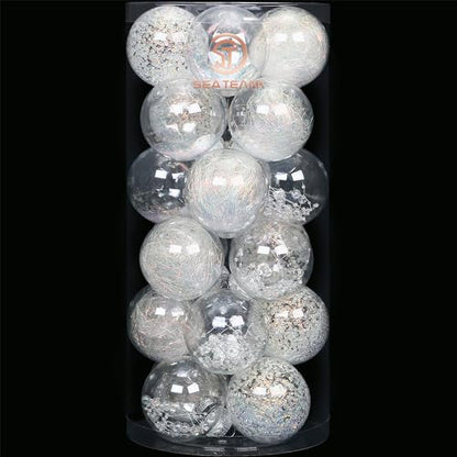 24 Pack Clear Christmas Ball Ornaments with Fillers (24 Count)