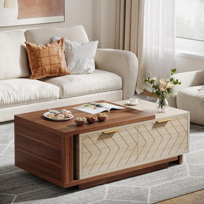 Extendable Coffee Table with 2 Storage Drawers