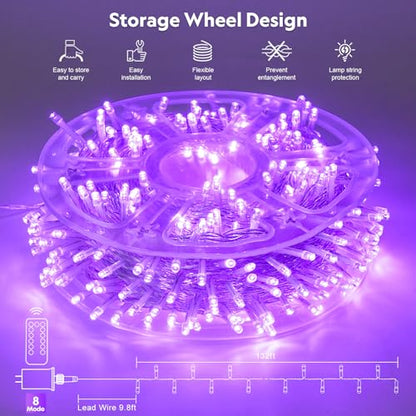 400 LED Purple Halloween Lights Outdoor (132 Foot)