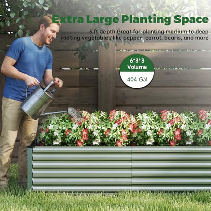 6x3x3ft Outdoor Metal Raised Garden Bed