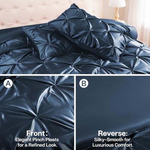Satin Queen Comforter Set Mood Indigo