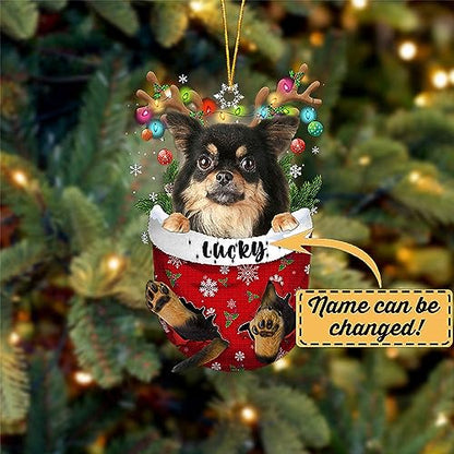 Chihuahua Long Haired Dog Christmas Ornament
