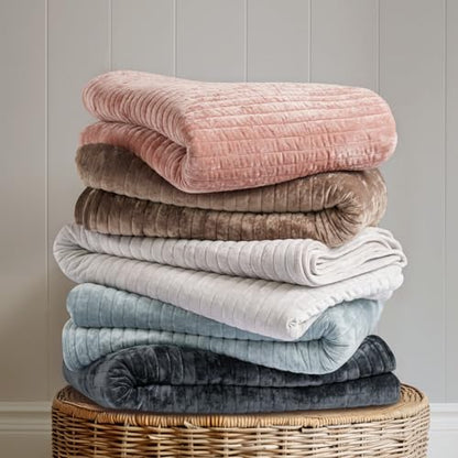 Stripe Channel Luxury Velvet Quilt Set Queen Size