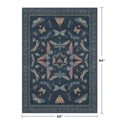 5x7 Navy Blue Boho Rugs for Living Room (35 Sq Ft)