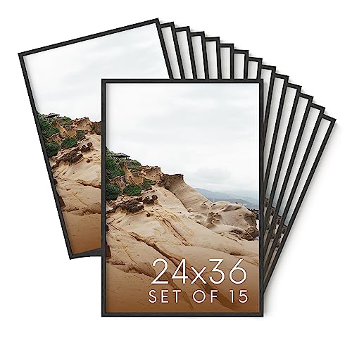 24x36 Black Oak Wood Picture Frames Set of 15
