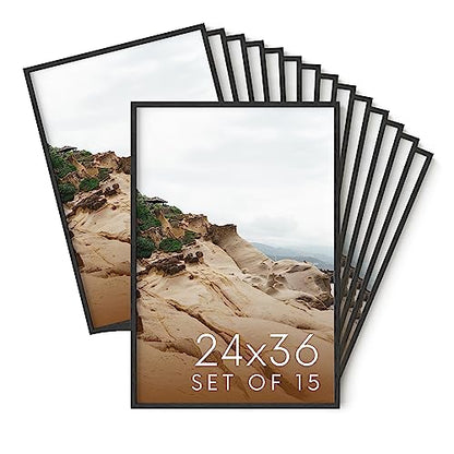 24x36 Black Oak Wood Picture Frames Set of 15