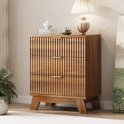 Fluted Dresser for Bedroom with 3 Drawers