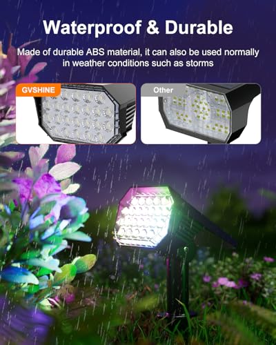 6 Pack Color Changing Solar Powered Outdoor Spot Lights Waterproof 24 LEDs (6 Count)