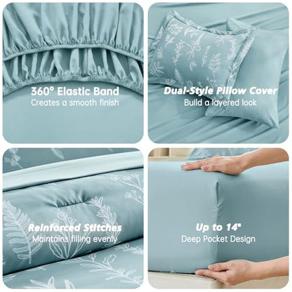 Blue Bed in a Bag Queen 7 Pieces
