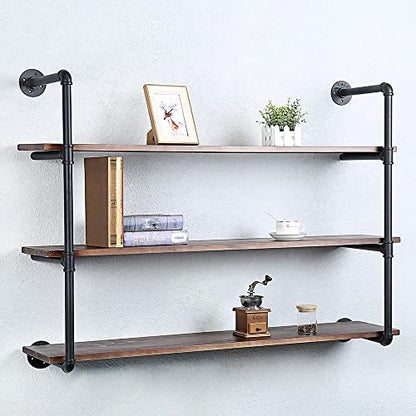 Industrial Pipe Shelves With Wood Planks