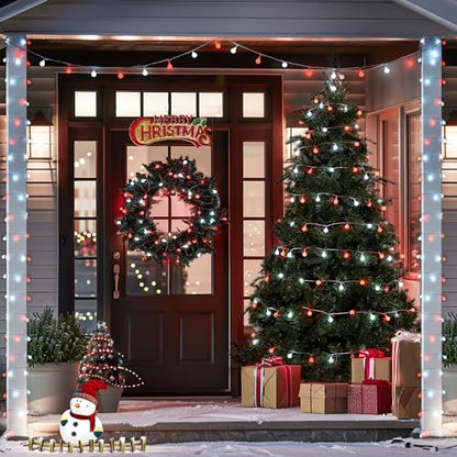 Connectable 100 LED Globe Red and White Christmas Lights Indoor
