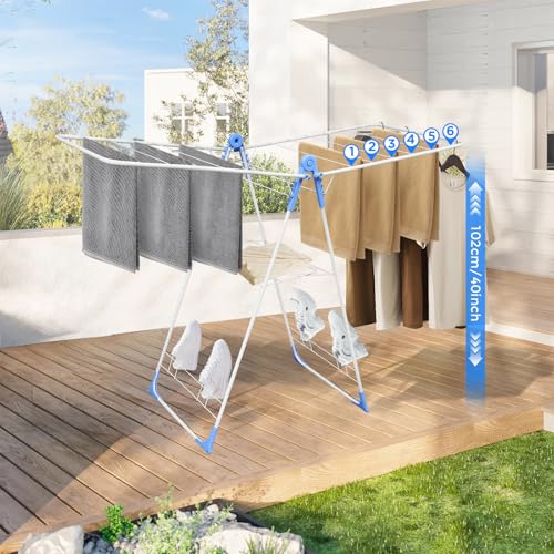 Foldable Gullwing Clothes Drying Rack Free Standing Indoor Outdoor Airer