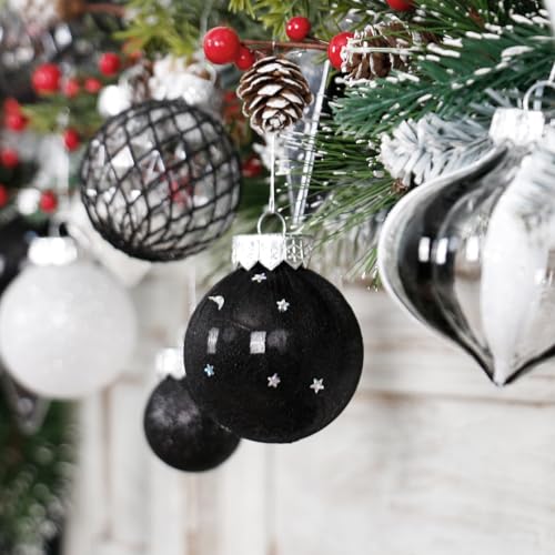 34PCS Black White Christmas Ball Ornaments Set for Tree Decor (34 Count)