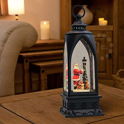 12” Christmas Snow Globe Lantern Snowman with Music & Timer