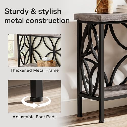 Sofa Table 70.9 Inch Industrial Behind Couch Table with Storage Shelves
