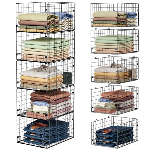 5 Tier Stackable Closet Storage Baskets