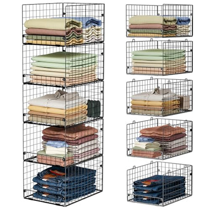 5 Tier Stackable Closet Storage Baskets